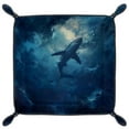 thumbnail image 2 of Women Girls Leather Square Dish Trinket Plate Jewelry Tray for Mothers Day Birthday Gift, Blue Sharks Sea Pattern, 2 of 6