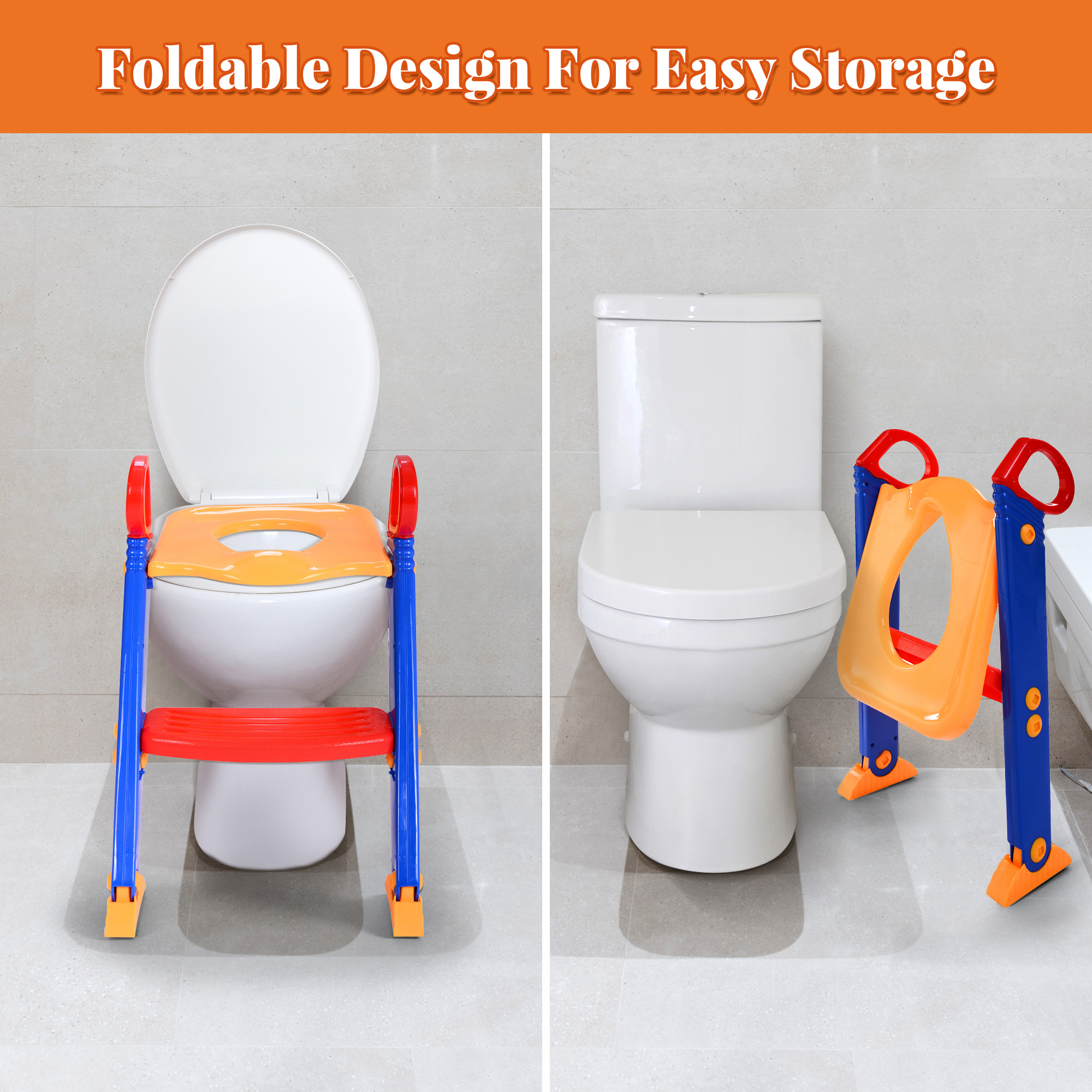 Tobbi Kids Training Potty Trainer Toilet Seat Chair Toddler With Ladder Step Up Stool - image 3 of 12