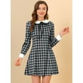 thumbnail image 2 of DARING DIVA Contrast Peter Pan Collar A-Line Plaid Dress M Black, 2 of 6