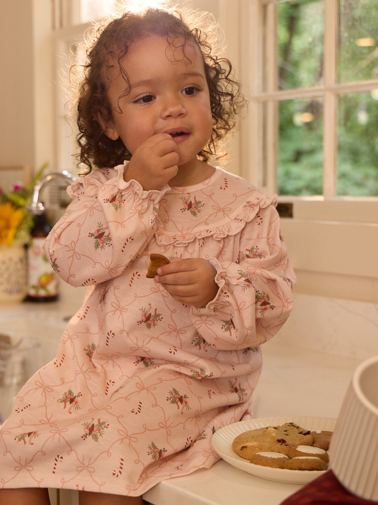 Modern Moments by Gerber Toddler Girl Christmas Ruffle Yoke Nightgown, Sizes 12 Months - 5T