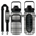 thumbnail image 1 of Black and White Check 64 Oz Water Bottle with Measurements - BPA Free Leakproof Sport Large Plastic Water Bottle with Straw Strap & Insulated Neoprene Holder Carrier Bag Great Gift for Women Men, 1 of 6