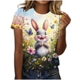 thumbnail image 2 of VKOYWKM Easter Bunny Tshirts for Women Funny Easter Rabbit Eggs Graphic Tees Casual Short Sleeve T Shirts Summer Crew Neck Holiday Top Tshirts, 2 of 5