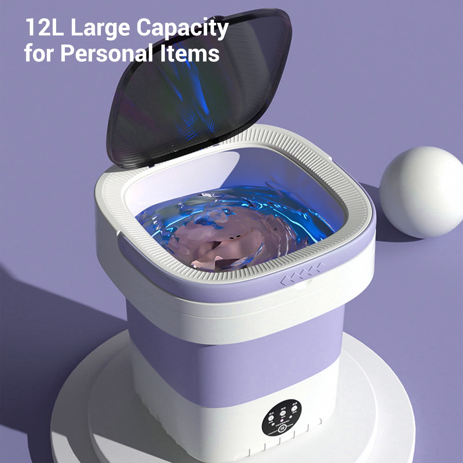 BIMZUC Portable Mini Washing Machine Small Clothes Foldable Laundry Machine with 3 Cleaning Modes 12L Capacity Purple 13.0 inches / 33.0 cm Travel Use