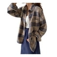 thumbnail image 2 of Seyurigaoka Women's Shacket Button Down Plaid Jacket, Long Sleeve Chest Pocket Shirt Coat, 2 of 6