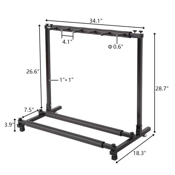 Alvantor Triple Folding Multi-Guitar Bass Holder Rack Stand with Neoprene Padding, Black