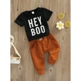 thumbnail image 3 of hirigin Baby Boy’s T-shirt and Trousers Set Fashion Letter Short Sleeve Tops and Tie-up Long Pants, 3 of 9