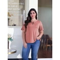 thumbnail image 5 of Sewify 2025 Summer Women's Plus Size Tops Short Sleeve Eyelet Cross Rope Hollow V-Neck Elegant Blouses,1X/2X/3X/4X, 5 of 7
