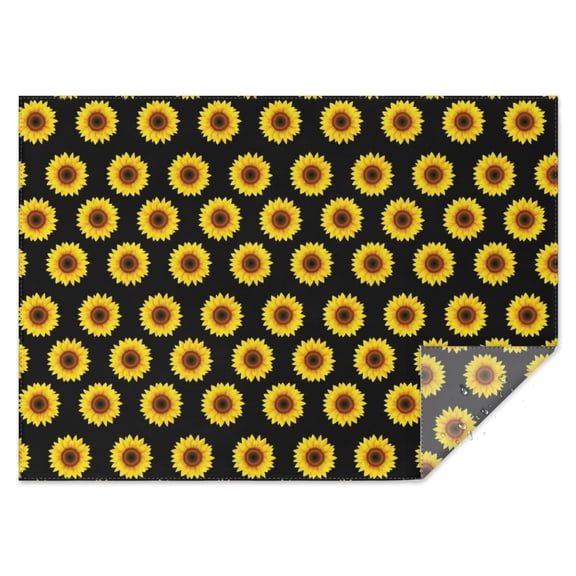 Black Yellow Sunflower Pattern Rectangle Tablecloth 60"x84",Waterproof Polyester Rectangle Table Cloth, Wipeable Spillproof Polyester Tablecloth for Dining, Camping, Indoor and Outdoor