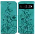 thumbnail image 2 of Compatible avec Google Pixel 7 Pro Étui Portefeuille Embossé Lily avec Porte-Cartes Étui à Rabat en Cuir PU, 2 of 5