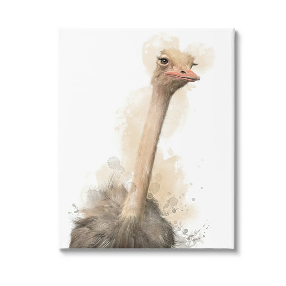 Stupell Industries Ostrich & Modern Splatter Animals & Insects Painting Gallery Wrapped Canvas Art Print Wall Art, 16 x 20