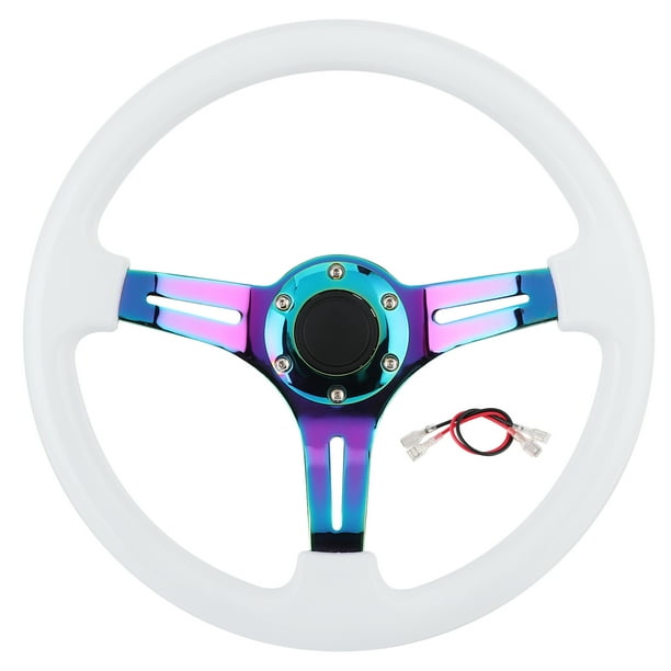 14 pulgadas 6-Volante de carreras con agujeros y radios de colores ABS, universal para coche