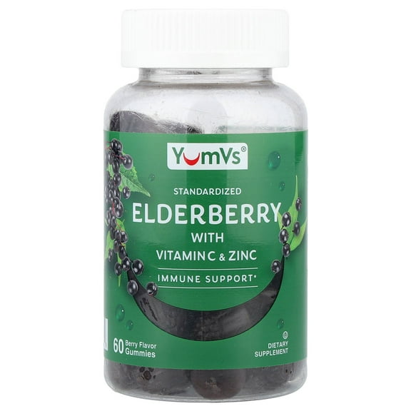 YumVs Elderberry With Vitamin C & Zinc Gummies, Berry, 60 Gummies