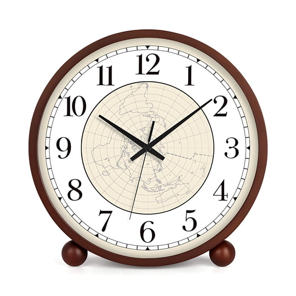 Wooden Table Clock 8 Inch Silent Non-Ticking Battery Operated Analog Desk Clock for Living Room Bedroom Office Home Decor - 8in