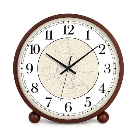 Wooden Table Clock 8 Inch Silent Non-Ticking Battery Operated Analog Desk Clock for Living Room Bedroom Office Home Decor - 8in