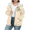 thumbnail image 2 of QUNYINEY Womens Jackets Casual Full Zip Fleece Love Heart Outerwear Pockets Long Sleeve Loose Fit with Hood Windbreaker Womens Coat, 2 of 5