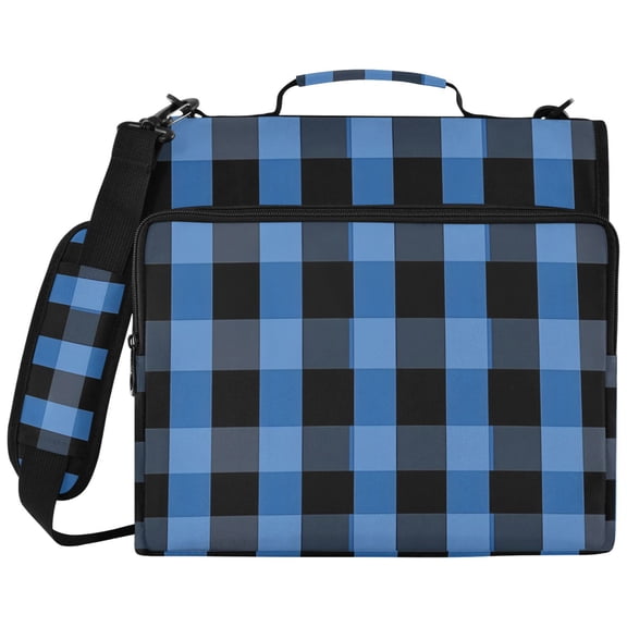 ALAZA Zipper Binder Blue Checkered Grid Pattern 2 inch 3 Ring 500 Sheet Capacity Trapper Keeper File Folder Organizer Bag