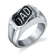 Men's Stainless Steel Diamond Accent "DAD" Flip Ring - Perfect gift for Father's Day - Mens