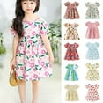 thumbnail image 4 of Gubotare Girls' Dresses Toddler Girl's Floral Spring Skater Dresses Casual Summer Short Sleeve Dress Size 18-24 Months (Light Pink,18-24 Months), 4 of 5