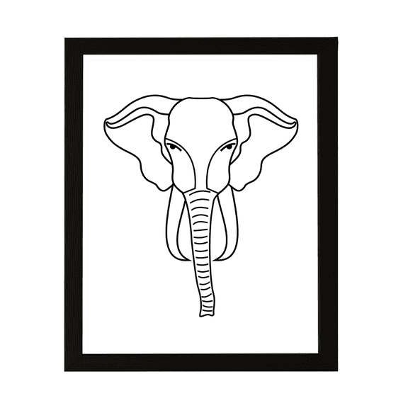 Designs ByLITA Elephant Outlined version, 11 x 14 Wall Print Animals (Unframed) | Family Presents | Bedroom | Stylish Kindergarten Decor