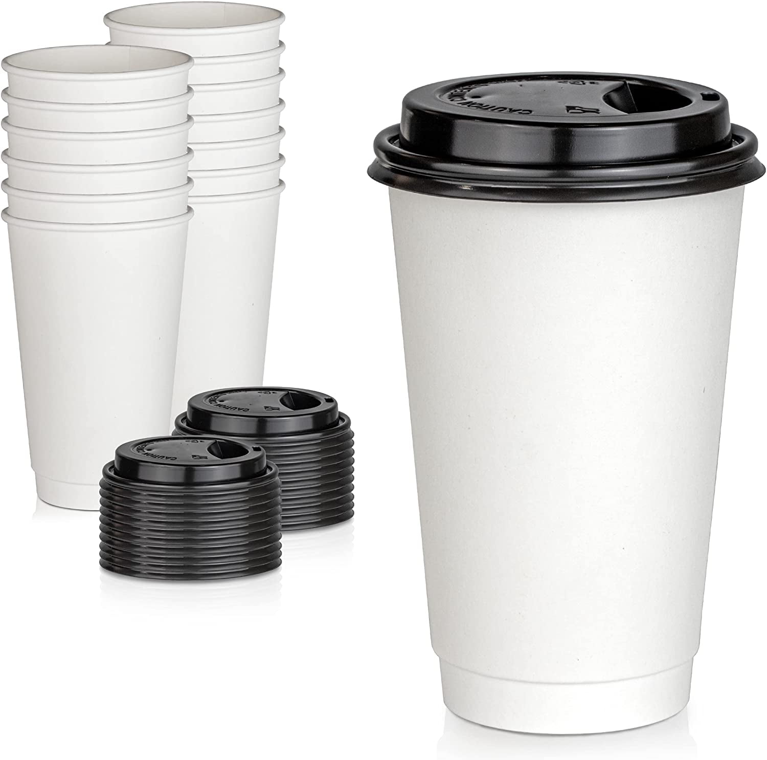 UDMG Reusable Double Wall Insulated White Ceramic Travel Coffee Cup with Lid & Sleeve, 12 fl.oz, I Am Not A Paper Cup