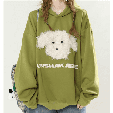 Hooded Puppy Character Plush Sweatshirt, Women's