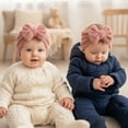 thumbnail image 2 of AJGRHE Cozy Winter Kids Hat And Bow Headband For And Toddlers Soft Warm Lined Cap With Cute Bow Design 2 Piece For Autumn And Winter Pink 0-36 Months, 2 of 6