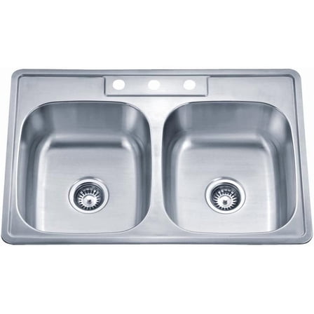 Wells 33-inch 20-gauge Drop-in 3-hole 50/50 Double Bowl ADA Compliant Stainless Steel Kitchen Sink