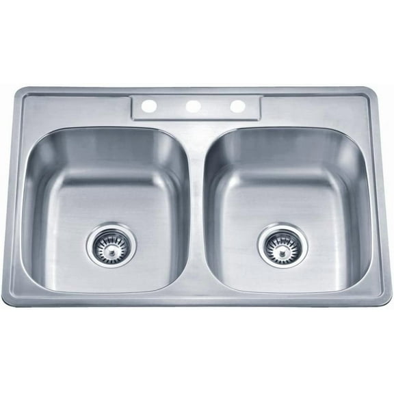 Wells 33-inch 20-gauge Drop-in 3-hole 50/50 Double Bowl ADA Compliant Stainless Steel Kitchen Sink