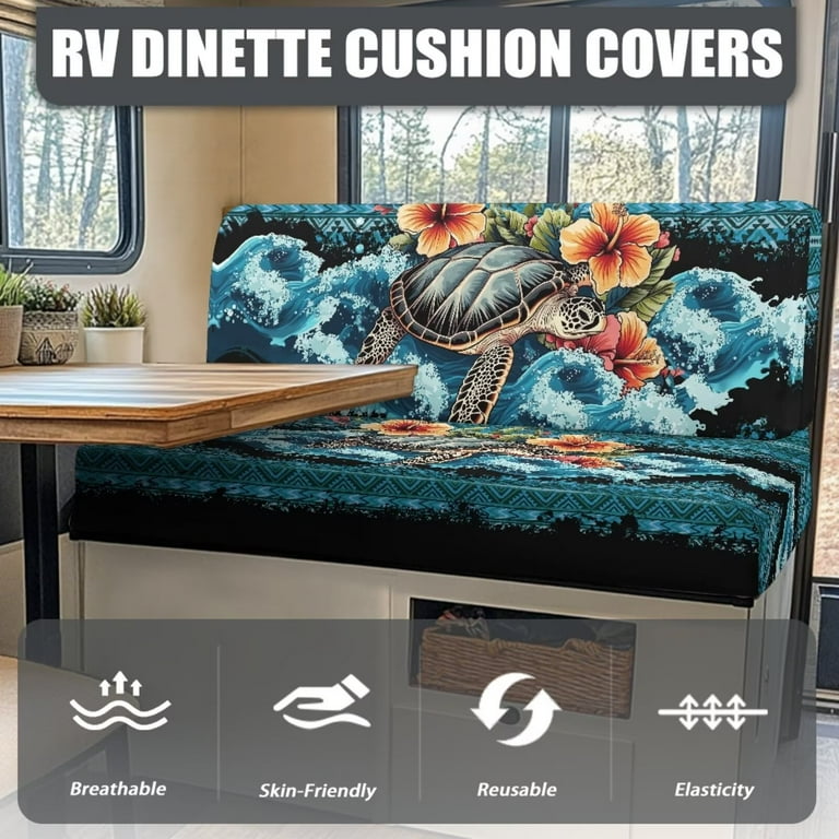 Uorisanigo RV Dinette Cushions Covers, Aztec Turtle Seat Covers