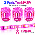 thumbnail image 4 of PEUHOP 3 Pack Grow Lights for Indoor Plants, 16.4 ft LED Grow Light Strips, Waterproof Cuttable Purple Plant Lights for Indoor Growing, Succulents and Flowers, 4 of 8