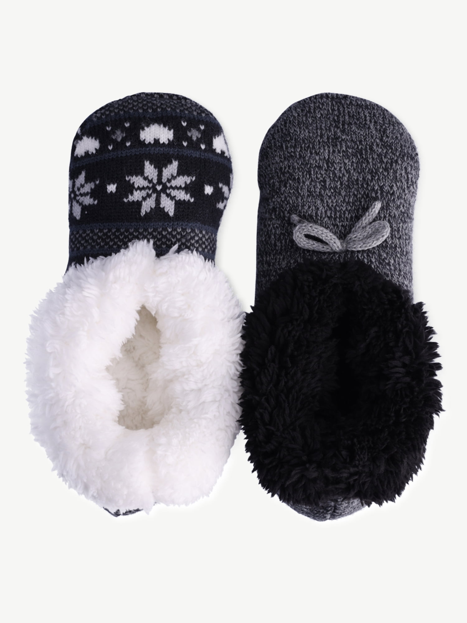Joyspun Women's Knit Slipper Socks, 2-Pack, Size 4-10