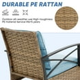 thumbnail image 4 of Seizeen Outdoor Rocking Chair Set of 2, Balcony Furniture Patio Bistro Set with Table for Living Room, Bedroom, 3pcs Rattan Wicker Conversation Set with Steel Table, Blue Cushions and Pillows, 4 of 10