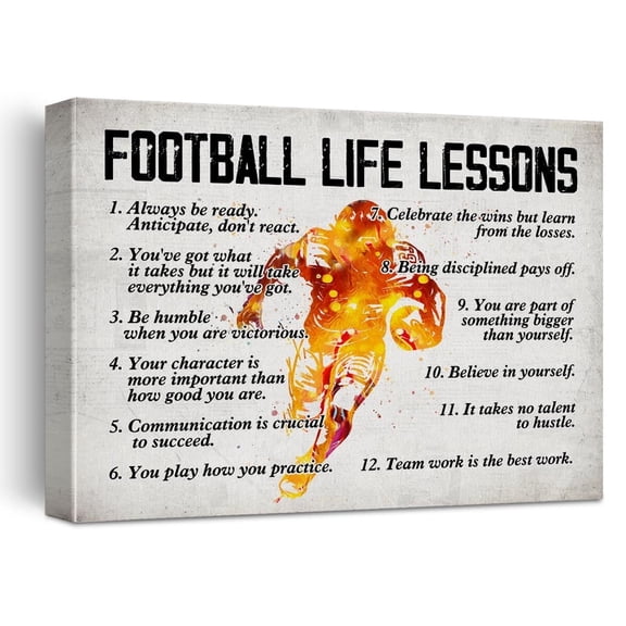 Football Poster Canvas Wall Art for Home Decor poster Inspirational Football Life Lessons Canvas poster Football Gifts for Men Football Players poster