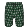 thumbnail image 3 of Rocae Green Buffalo Plaid Merry Christmas for Men's Beach Shorts Casual Elastic Waist Drawstring Summer Beach Shorts,S-3XL-Small, 3 of 6