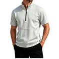 thumbnail image 3 of Sweatshirts For Men Short Sleeve Zip Up Mock Neck Sweatshirt Relaxed Fit Mens Casual Pullover Top with Pocket, 3 of 7