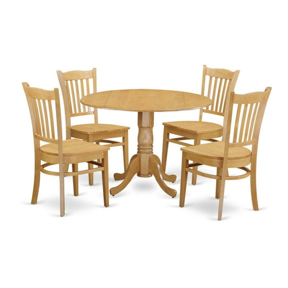 East West Furniture DLGR5-OAK-W Kitchen Table & 4 Dining Chairs, Oak