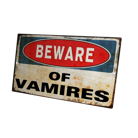 KuzmarK Novelty Funny Wall Plaque Sign - Beware Of Vampires