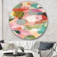 thumbnail image 3 of Designart 'Abstract Pastel Flower Painting with Pink and Blue' Traditional Metal Circle Wall Art, 3 of 3