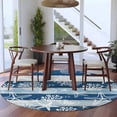 thumbnail image 3 of Round Rugs 7Ft, Navy Blue Coastal Beach Round Area Rug Washable Indoor Throw Carpet, Nautical Starfish Coral Vintage Wooden Large Non Slip Circle Rug for Dining Room Playroom Home Decor Aesthetic, 3 of 8