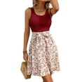 thumbnail image 4 of Women'S Boho Summer Dresses Casual Floral Maxi Dress Polka Dot Spaghetti Strap Flowy Midi Dresses Deep Red M, 4 of 9