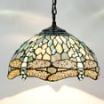 thumbnail image 4 of Tiffany Pendant Lighting for Kitchen Island Fixture 12" Sea Blue Stained Glass Dragonfly Farmhouse Rustic Boho Hanging Lamp Industrial LED Chandelier Fixture WERFACTORY Bar Hallway Dining Room Swag, 4 of 7