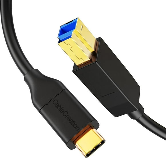 Cable USB 3.1 c a USB b CableCreation Negro 1.2m 10 Gbps para Impresora y Disco Duro