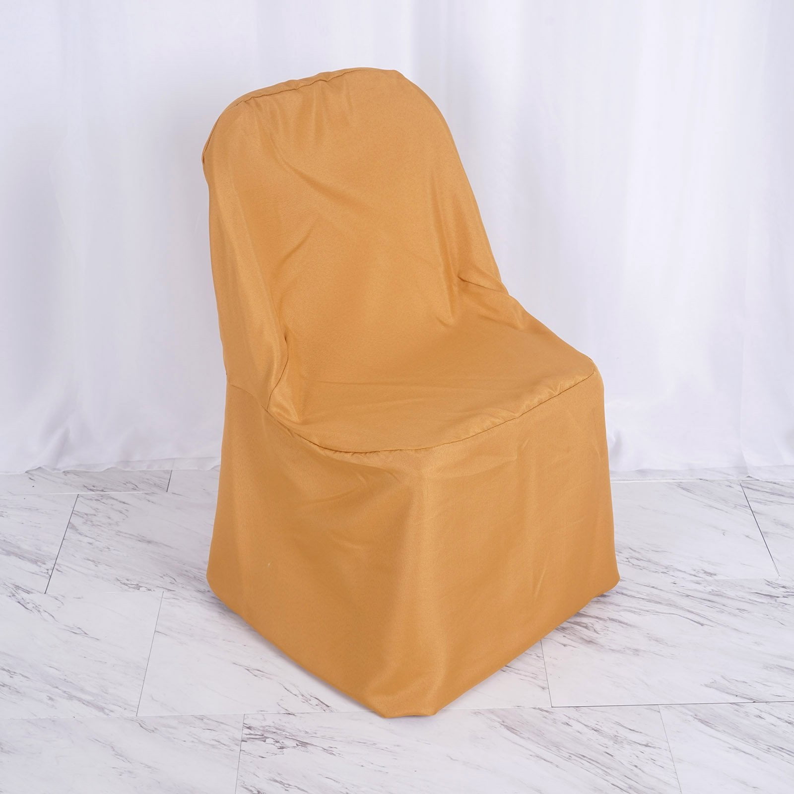 Efavormart Gold Linen Polyester Folding Chair Cover Dinning Chair