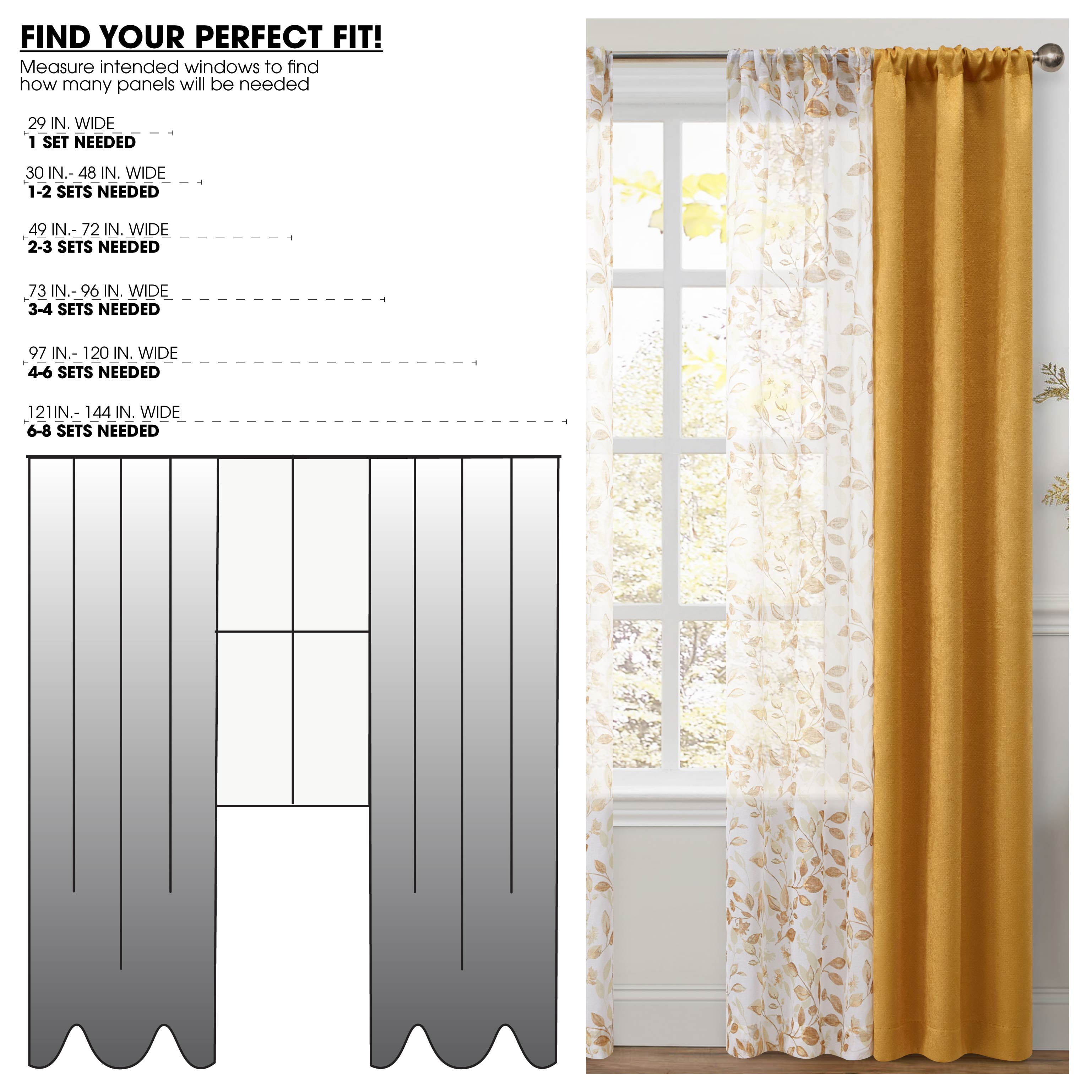 Mainstays Metallic Blackout Curtains and Sheers Set, 4 Panels, Brown Butter, 27.5" W x 84” L