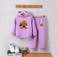 thumbnail image 2 of Pandaie Kid Boys Fall Outfit Cool Truck Print Hoodie Pants Casual Two Piece Set Toddler Baby Boy Sweatsuit Clothes Purple,7-8 Years, 2 of 6