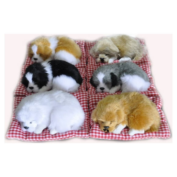 Flmtop 2 Pcs Cute Simulation Sleeping Puppy Dog Doll Toy with Sound Kid Toy Decoration Gift