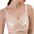 thumbnail image 5 of Full Figure Bras Women Ladies Comfortable Breathable No Underwire Lace Small Bra Woman Underwear V-Neck No Underwire Bra Feature Hook and Eye Closure Training Bra Style Y-598 , Beige L, 5 of 8