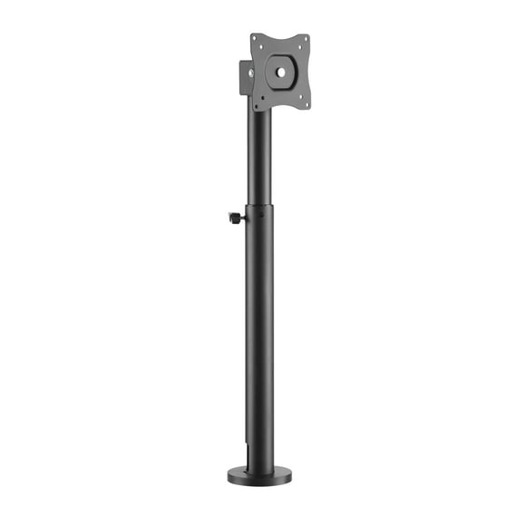 POS Height Adjustable Desk Display Mount, Desktop Monitor Pole Mount, Holds Screen for 17" to 23" with VESA Mount (75 X 75mm & 100 X 100mm) - Black