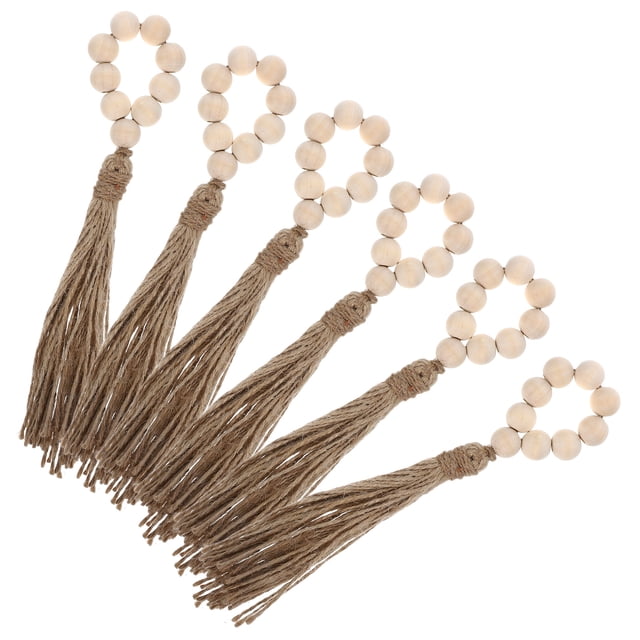 6pcs Napkin Ring Party Napkin Holder Wooden Beads Serviette Rings for Birthday Gathering Wedding
