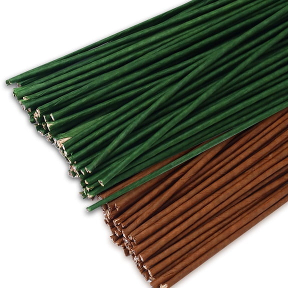 80Pcs Floral Wire, 30cm/11.8in Length 3mm/0.12in Diameter Floral Stems, 18 Gauge Flower Wire Wrapped with Paper, Florist Wire for Artificial Flowers, Wreath, Bouquet (Brown Green)